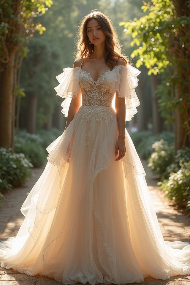 ruffled cape sleeve elegance