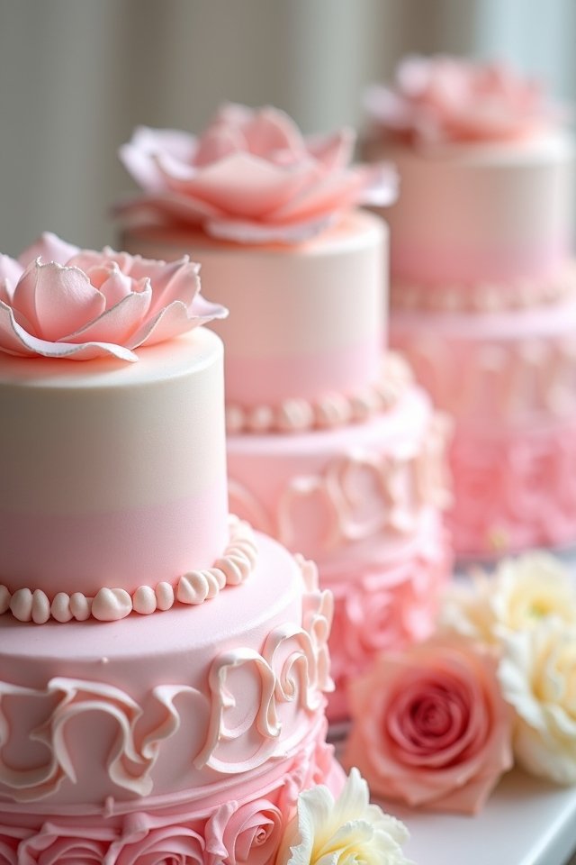 ruffled pastel pink wedding cake