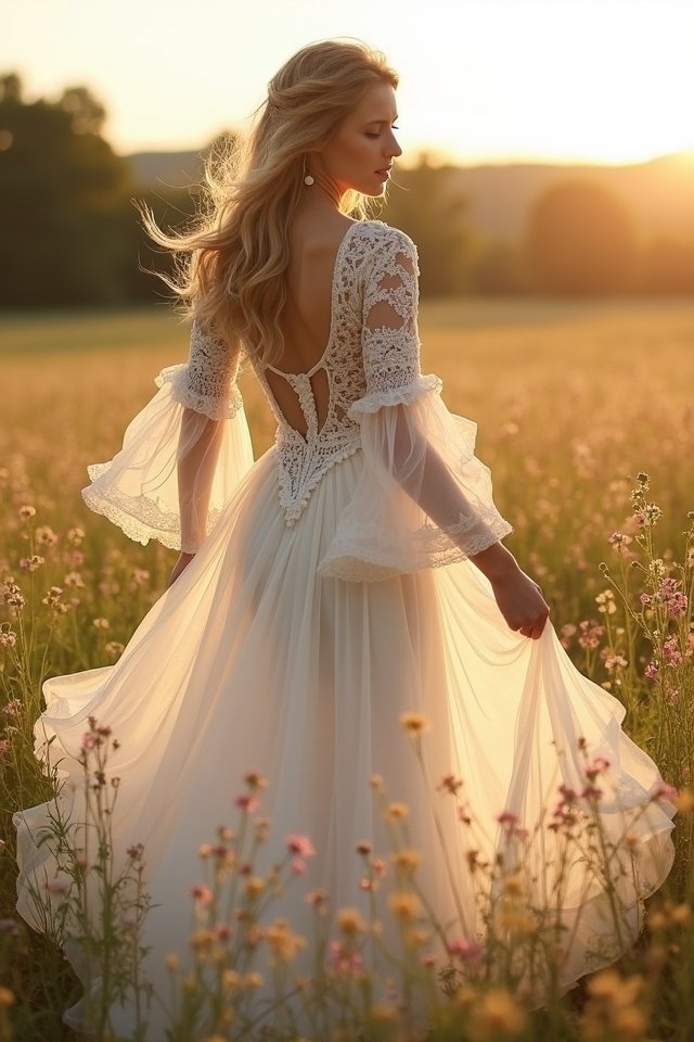 ruffled sleeves whimsical wedding vibes