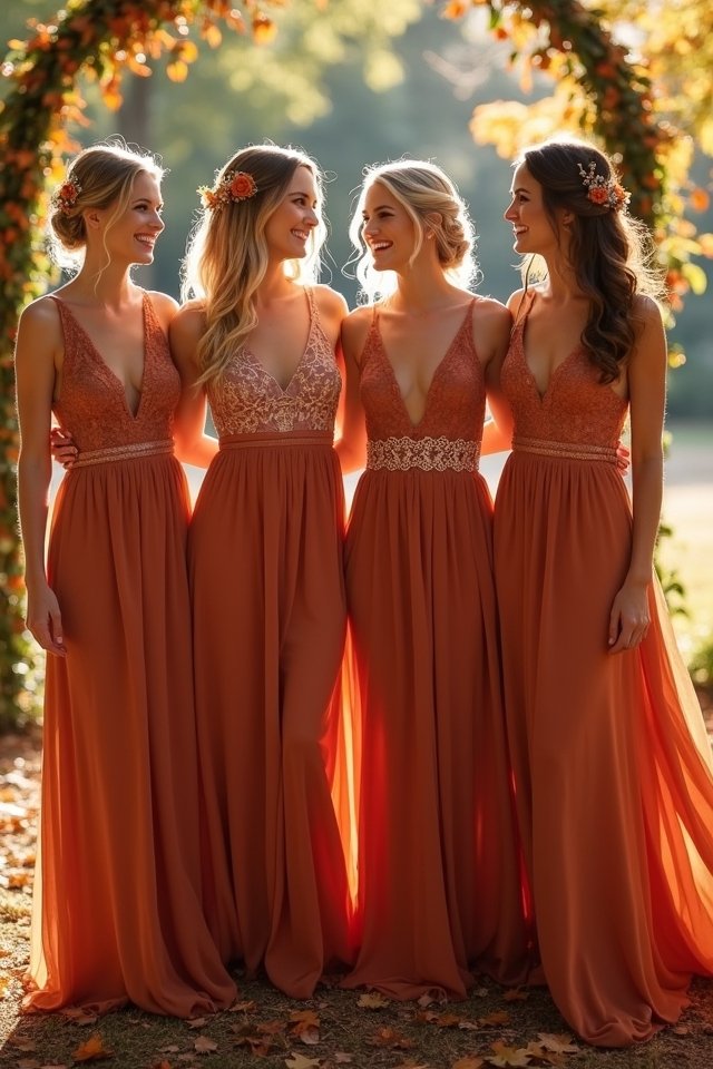 rust dresses for bridesmaids