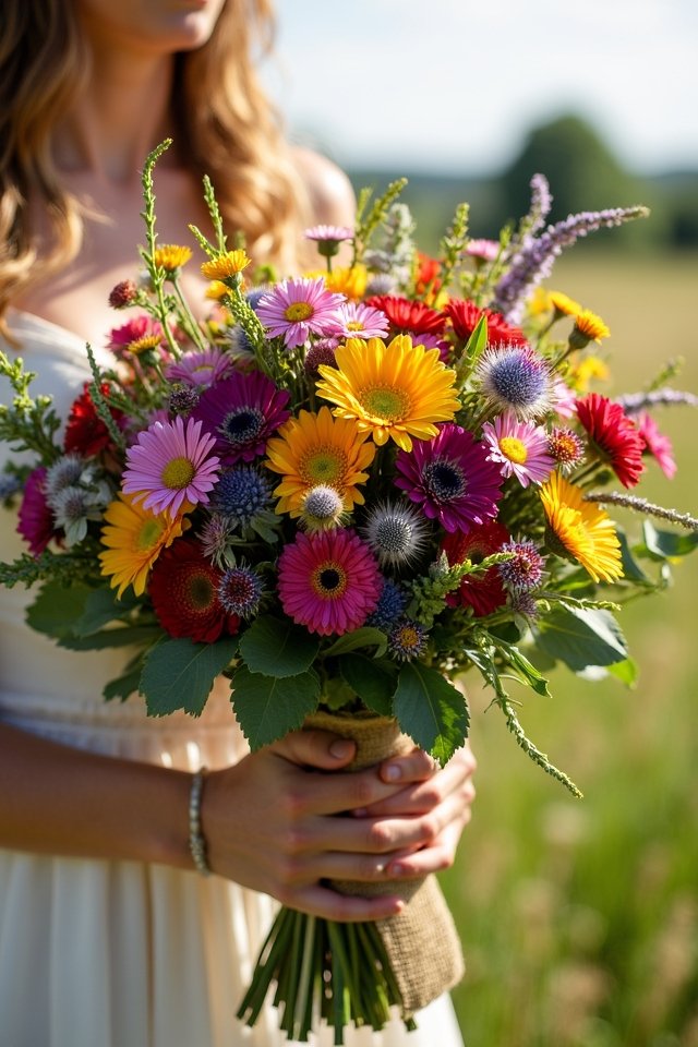 rustic bouquet with wildflowers