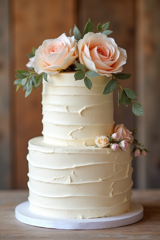 rustic buttercream floral cake