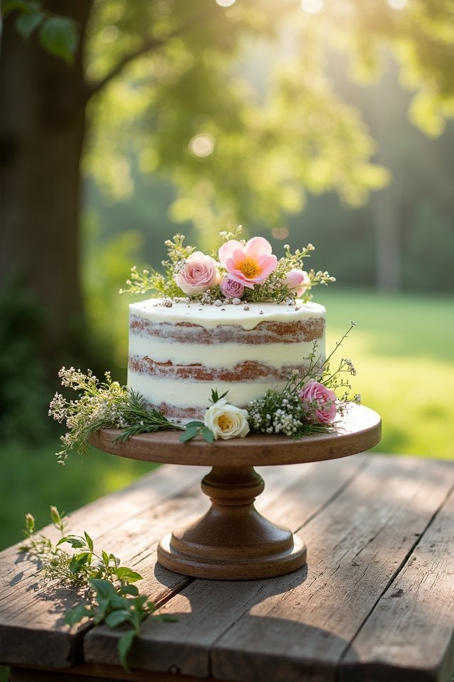 rustic cake with blooms