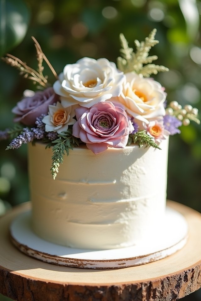 rustic cake with flowers