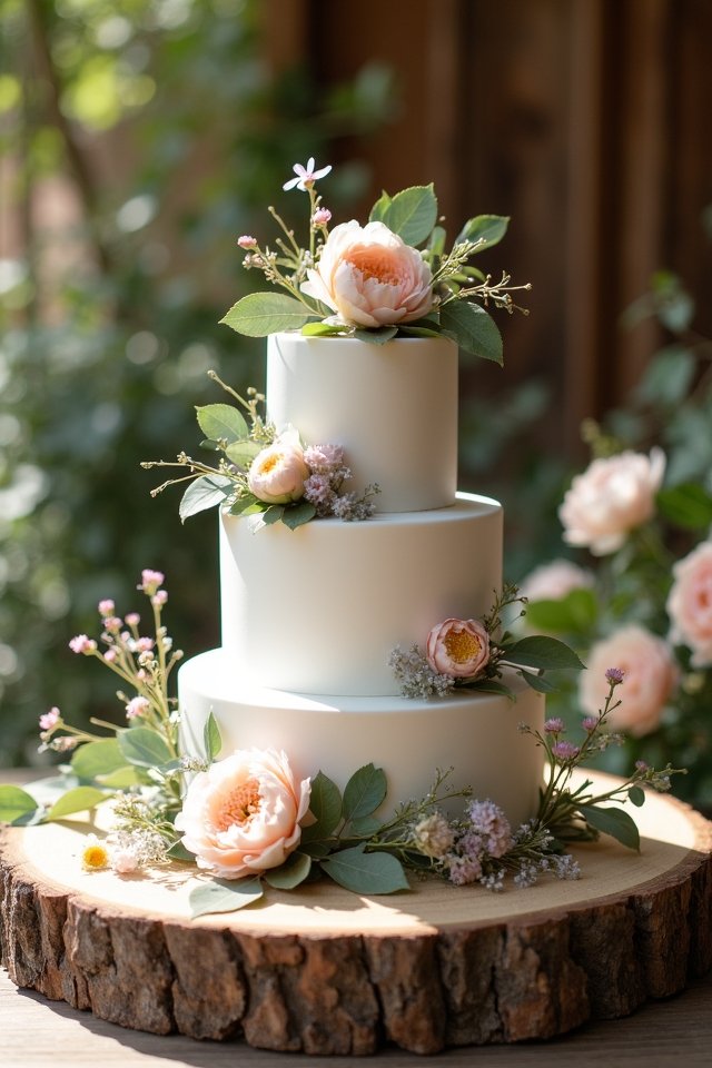 rustic cake with flowers