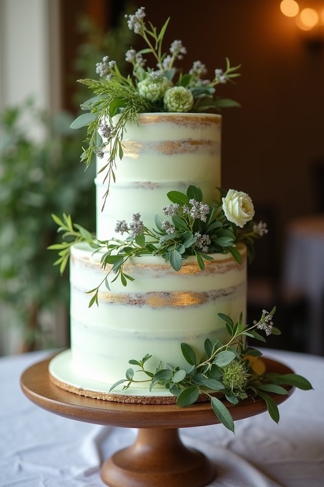 rustic cake with greenery
