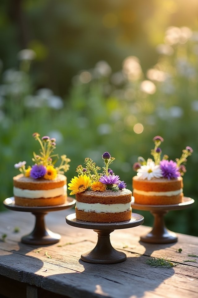 rustic cake with wildflowers