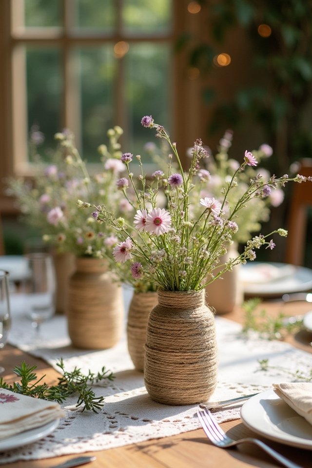 rustic charm twine vases