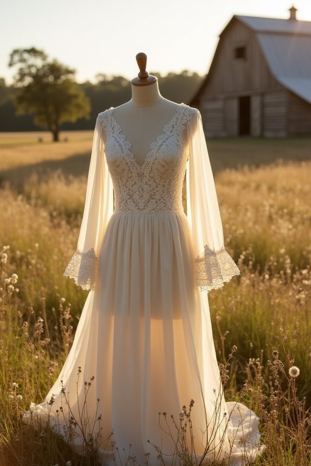 rustic chiffon bridal elegance