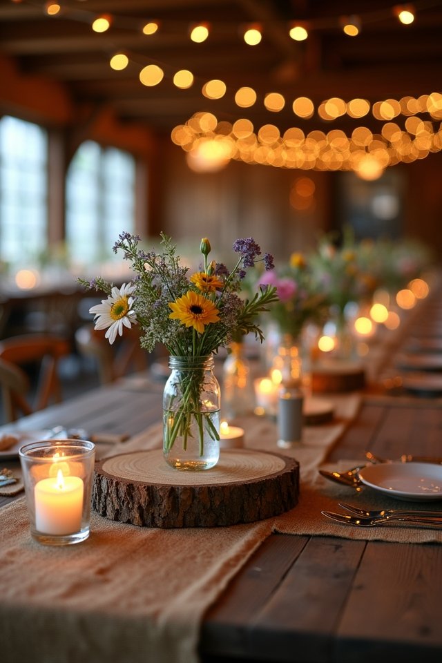 rustic firewood table settings