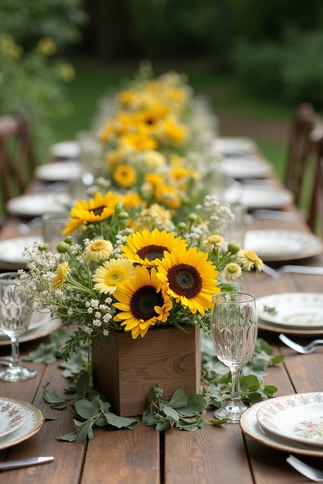 rustic floral box centerpieces
