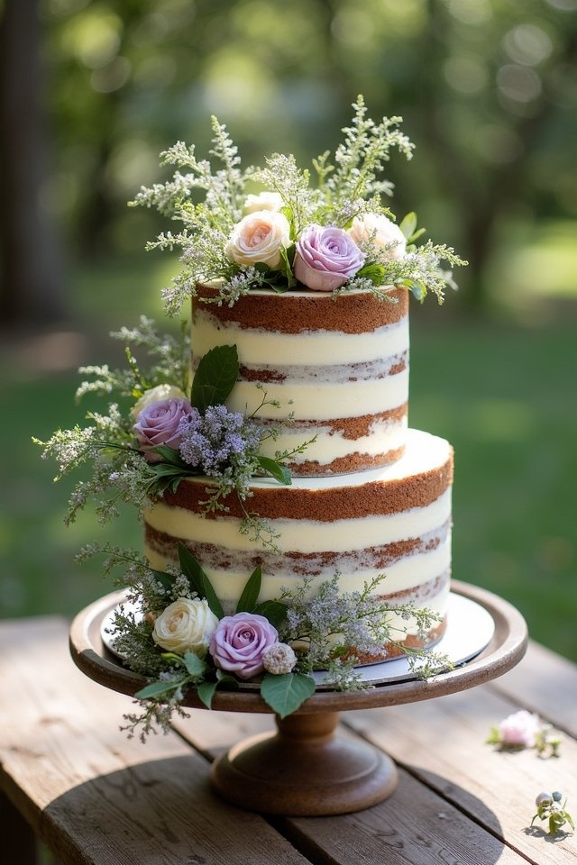 rustic floral wedding cake