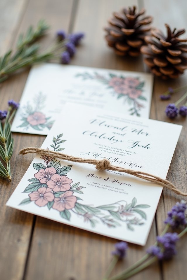 rustic hand drawn wedding invitations