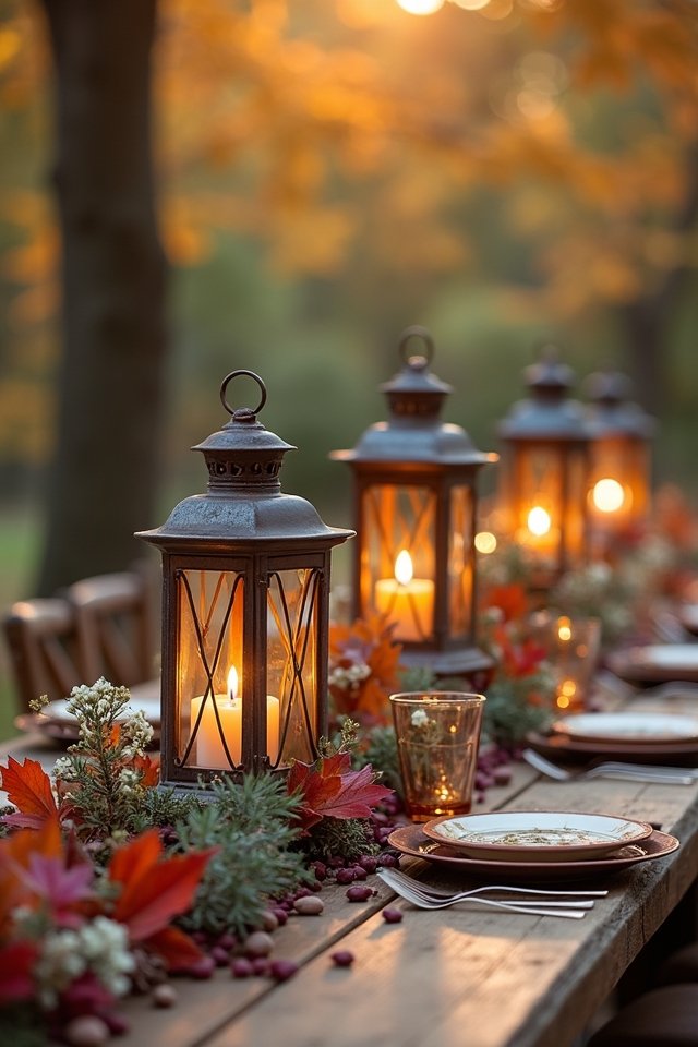 rustic lanterns with blooms