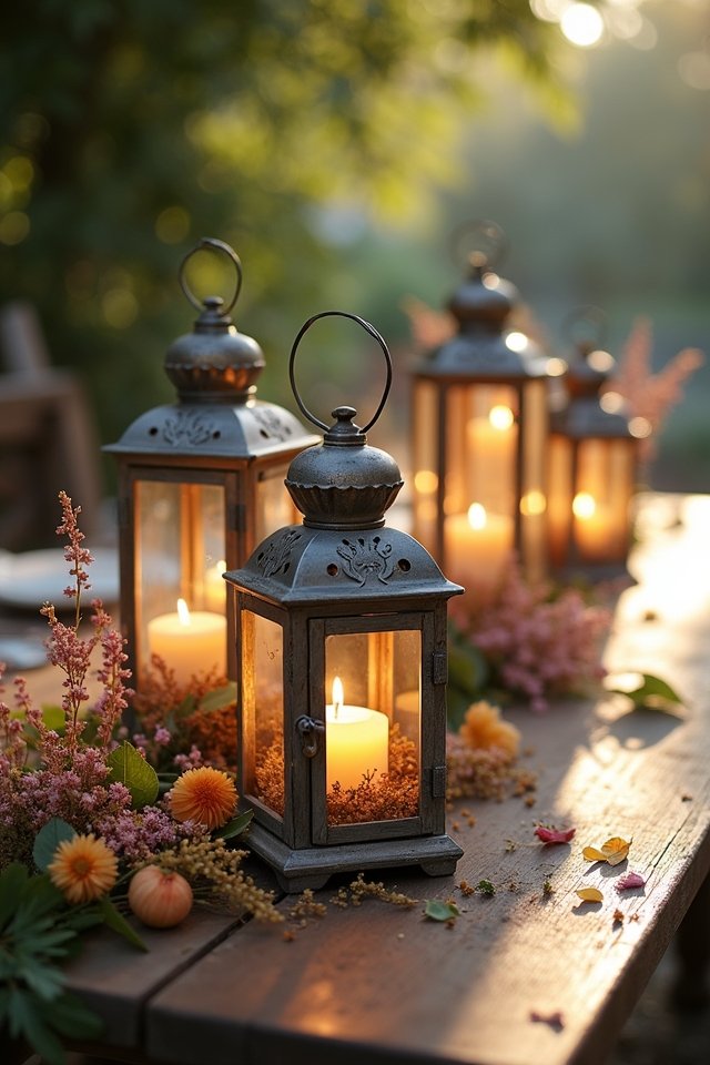 rustic lanterns with blossoms