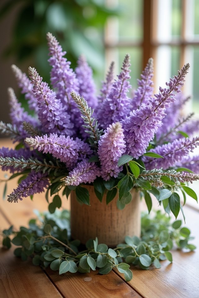 rustic lavender eucalyptus centerpieces