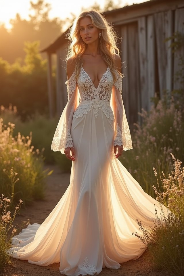 rustic off shoulder wedding elegance