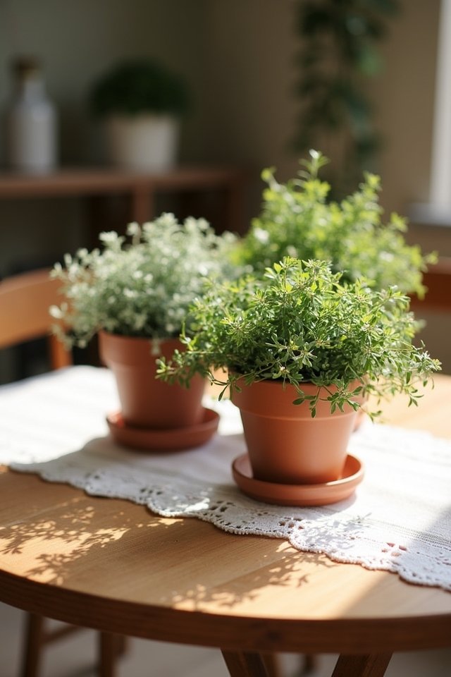 rustic potted plant centerpieces