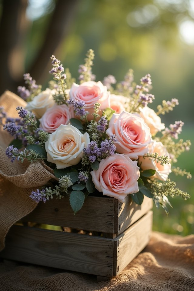 rustic rose wedding arrangements