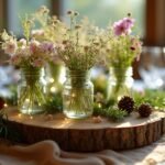 rustic round table centerpieces