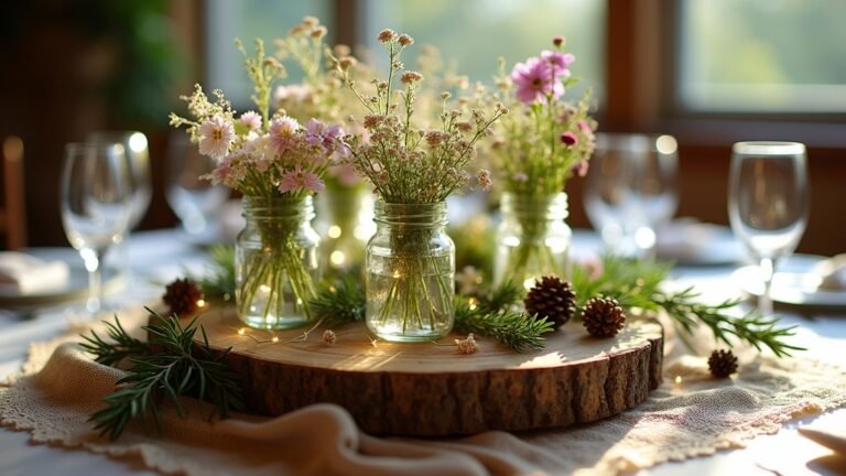 rustic round table centerpieces
