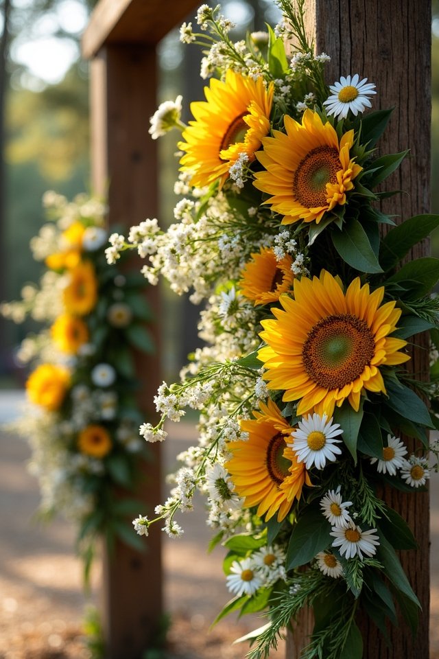 rustic sunflower daisy arrangement