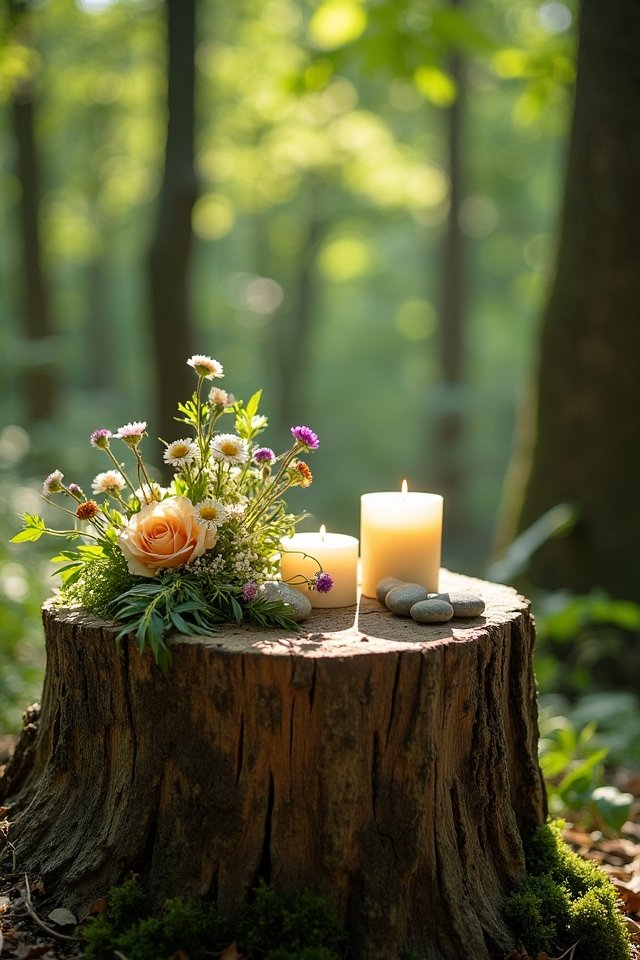 rustic tree stump altar