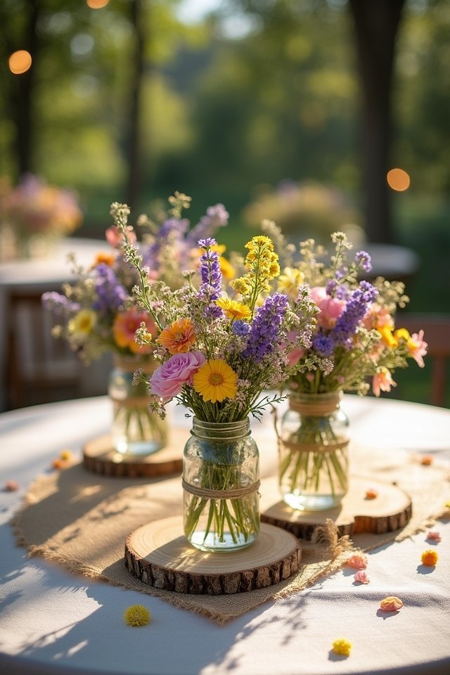 rustic vibrant wildflower arrangements