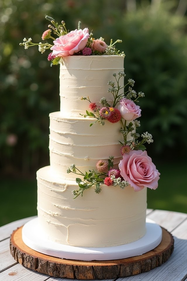 rustic wildflower buttercream cake