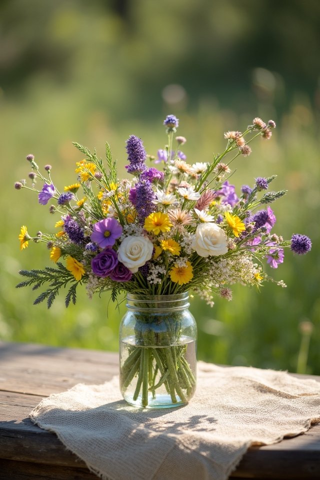 rustic wildflower mason jars