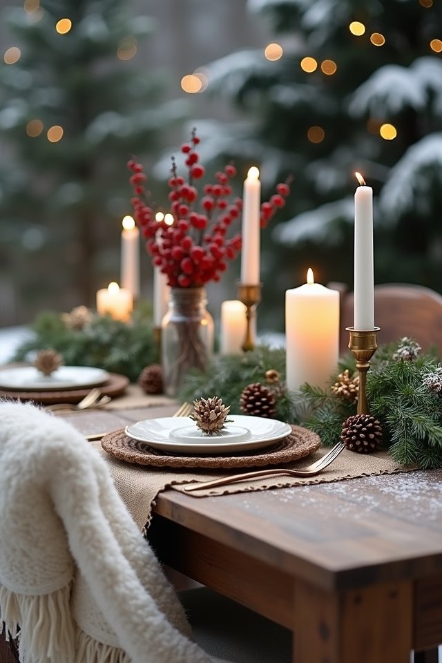 rustic winter greenery accents