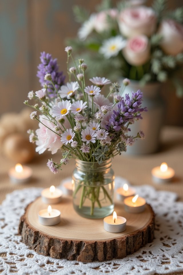 rustic wood slice decor