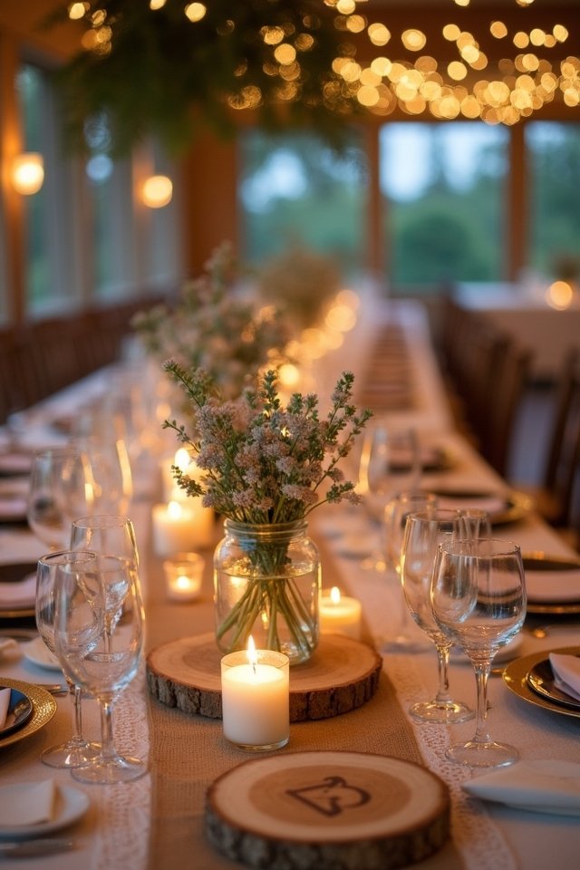 rustic wood slice table numbers