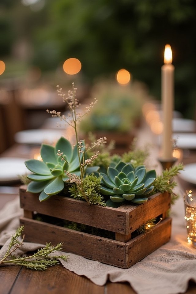 rustic wooden crate centerpieces