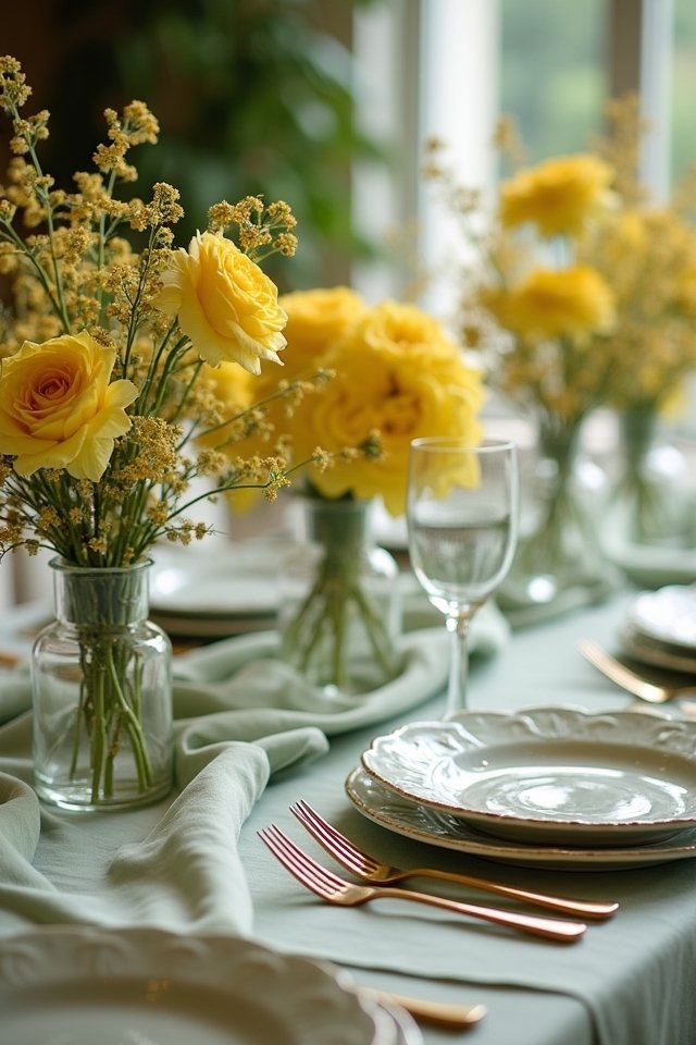 sage green and yellow