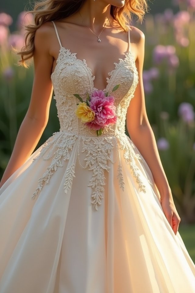 satin floral gown elegance