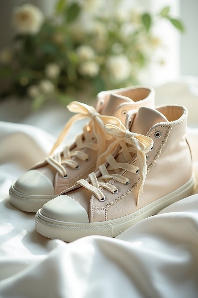 satin high top wedding shoes