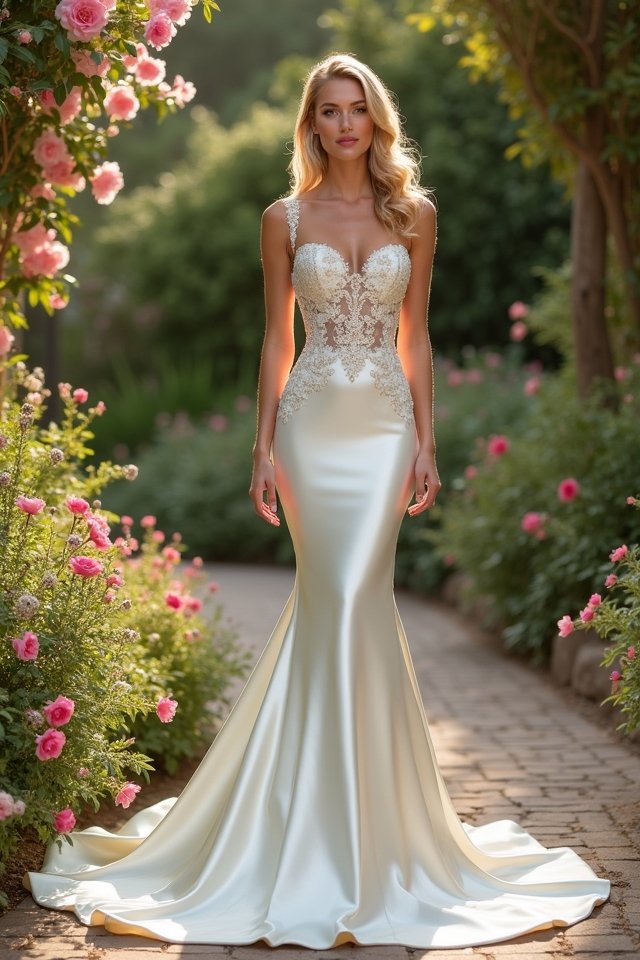 satin mermaid silhouette elegance