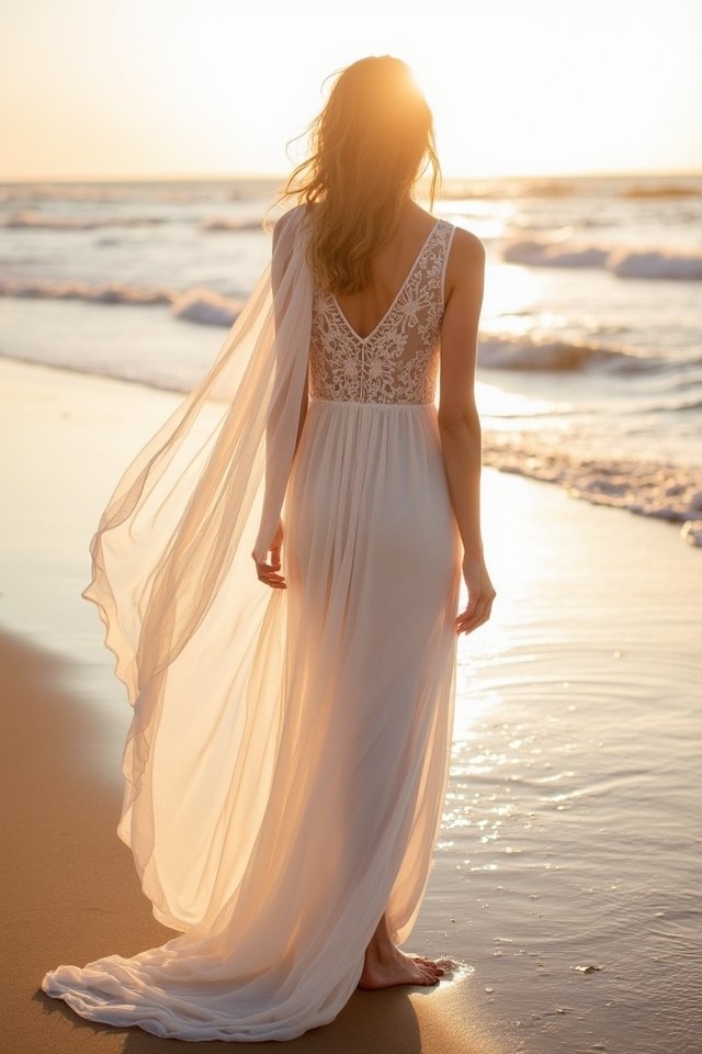 sheer dress beach wedding elegance