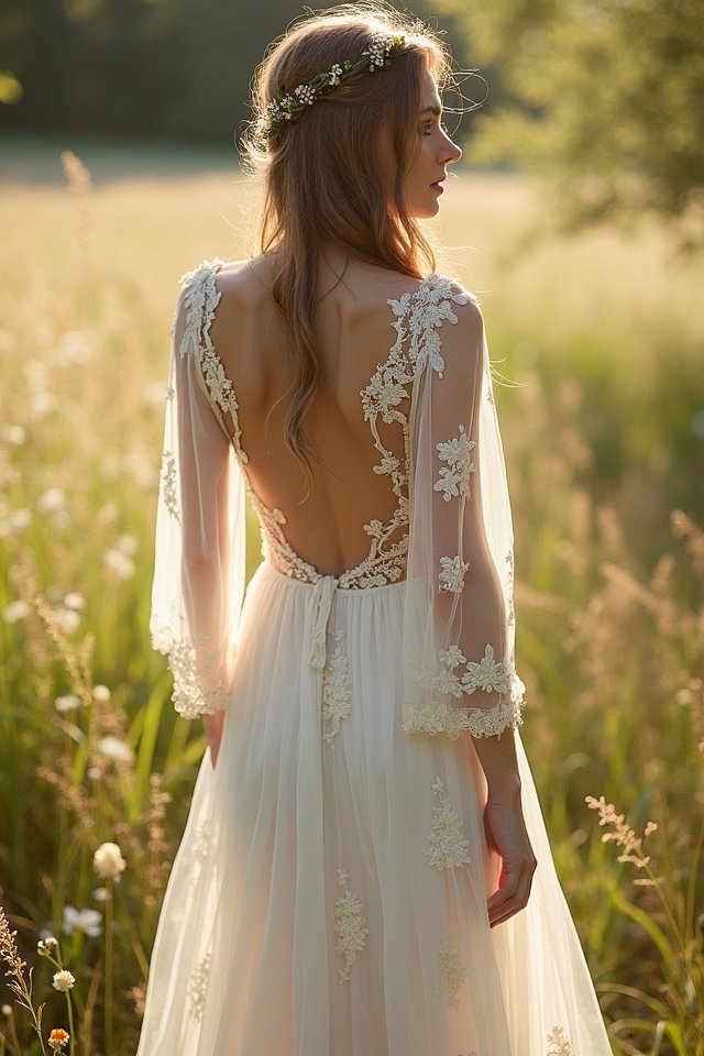 sheer embroidered wedding overlay