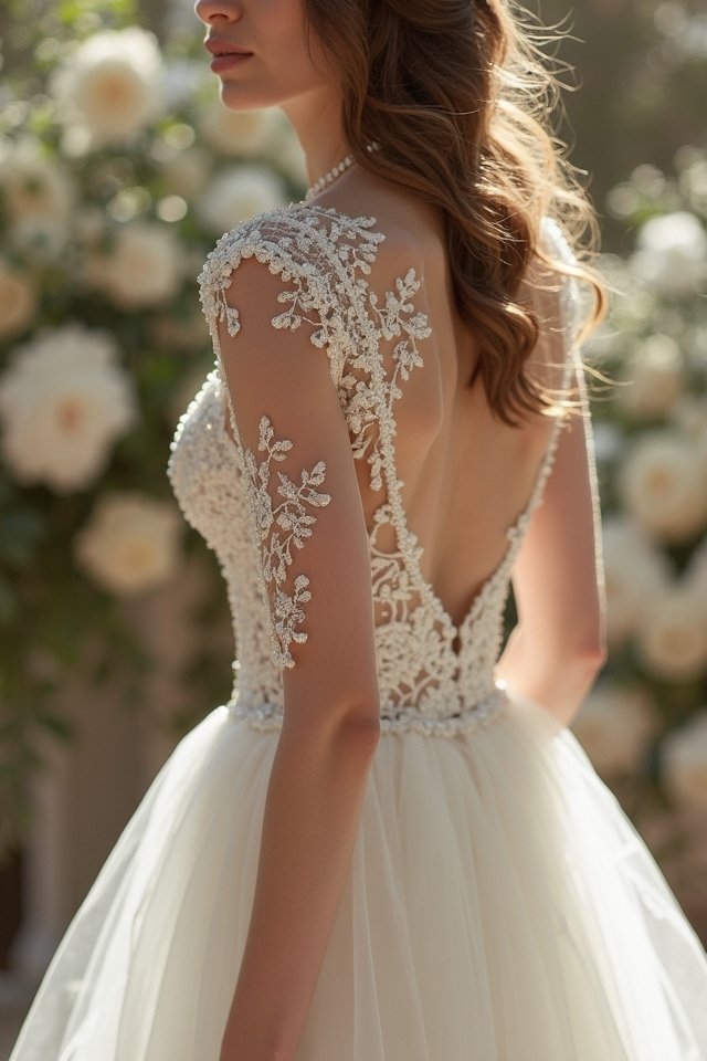 sheer illusion sleeves beading