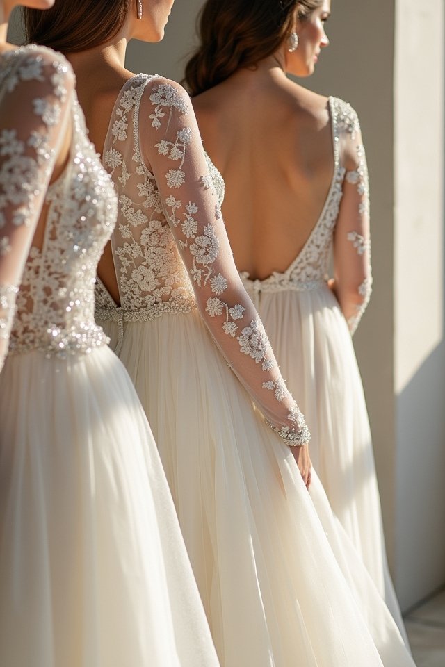 sheer sleeves intricate elegance