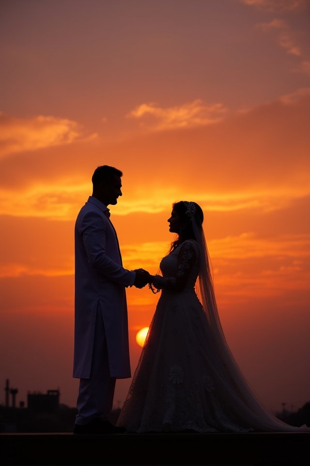 silhouette sunset romantic moments