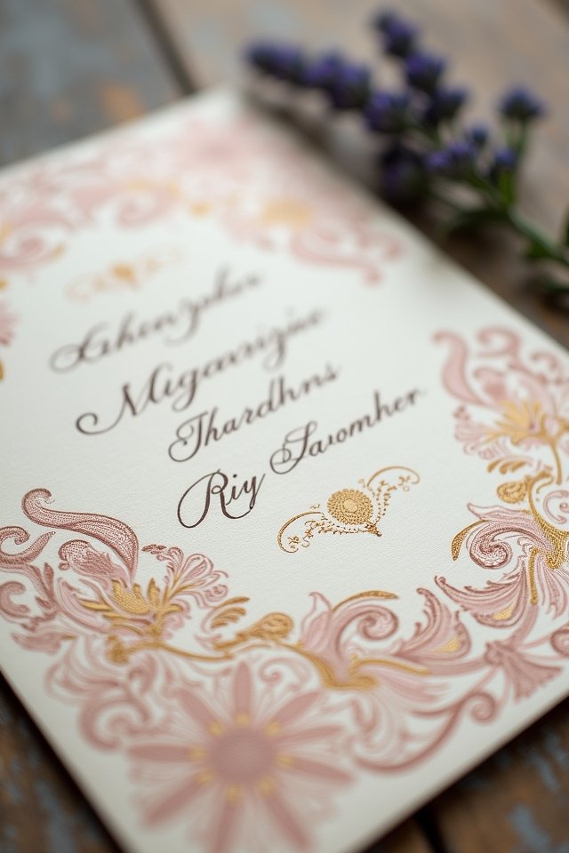 silk screened textured wedding invitations