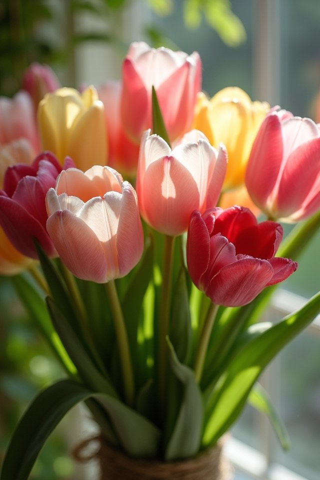 simple vibrant tulip arrangements