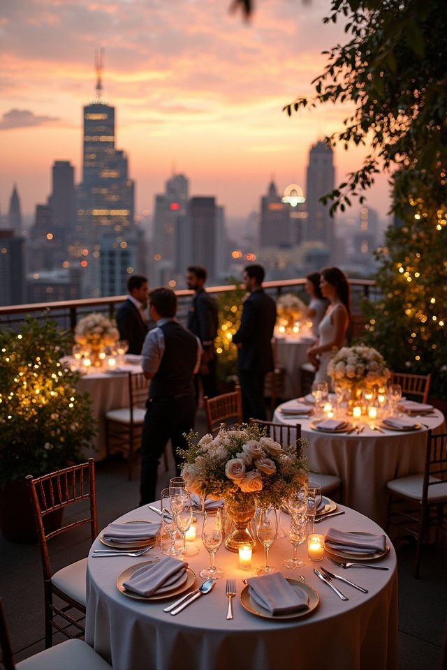 sky high urban wedding elegance