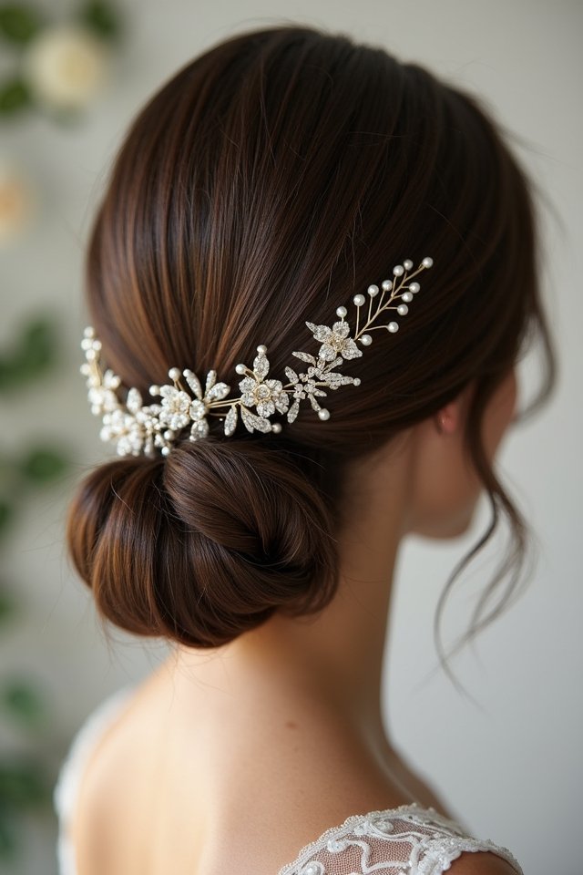 sleek bun with accessories