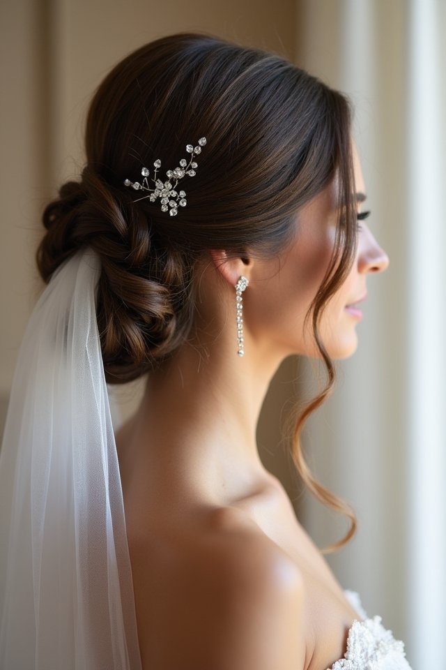 sleek elegant bridal hairstyle