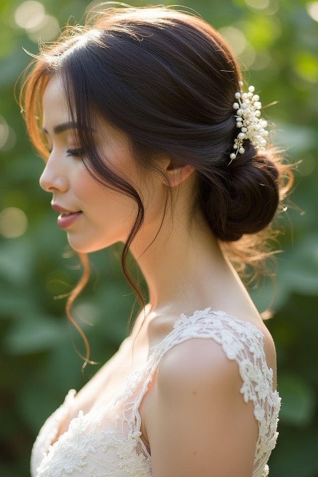 sleek elegant bridal hairstyle