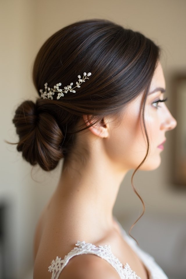 sleek elegant timeless bridal hairstyle